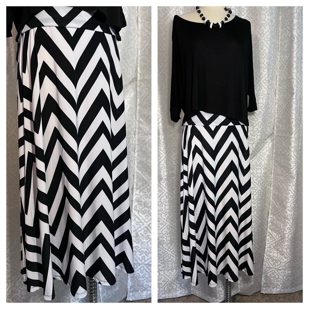 I.N.C. International Concepts black & white chevron pattern skirt.